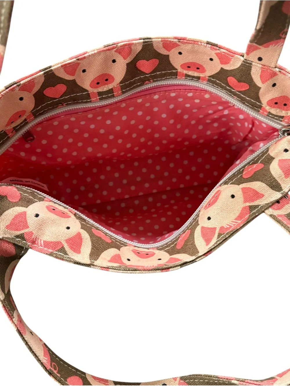 bungalow 360 Pink & Cream Piglet Pattern Kids Bag